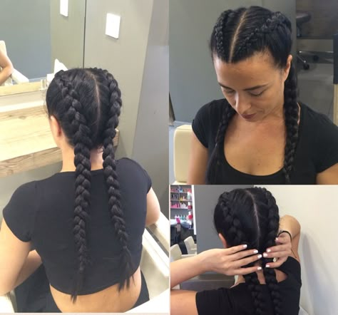 Boxer braids Boxer Braids Hairstyles, Under Braids, Two Braid Hairstyles, Boxer Braids, Two Braids, Pinterest Hair, Sporty Hairstyles, Trending Hairstyles, Goddess Braids