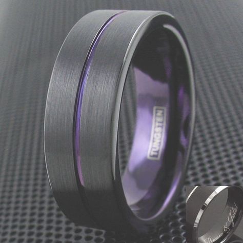 Purple Wedding Band, Royal Purple Wedding, Male Rings, Mens Rings For Sale, Ring Engraving, Groom Ring, Deco Rose, Men Rings, Asexual Pride