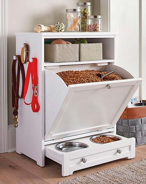 30 Ways To Add Home Storage - PureWow Friends Furniture, Food Cabinet, Pet Feeder Station, Pet Station, Koti Diy, Dog Things, Feeding Station, Dog Rooms, Pet Feeder