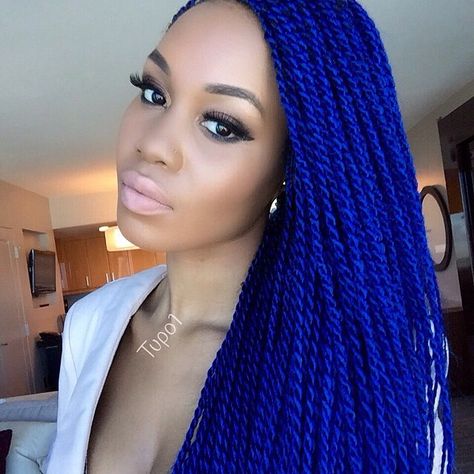 hair2mesmerize's photo on Instagram Blue Senegalese Twist, Blue Braids, Color Braids, Colored Box Braids, Afro Braids, Curls For The Girls, Neon Hair, Senegalese Twist, Braids With Extensions