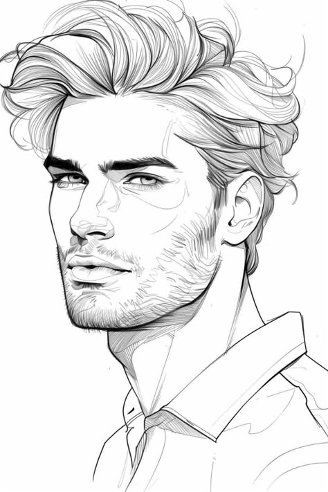 Drawing Men Face Sketches, Cool Coloring Pages Aesthetic, Mens Drawing, Practice Shading, Coloring Pages Aesthetic, Men Sketch, Pages Aesthetic, Detailed Portrait, Childhood Cartoons