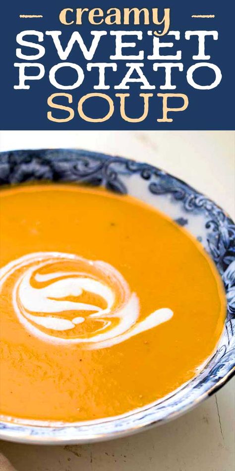 Easy Sweet Potato Soup, Soup Sweet Potato, Soup Homemade, Sweet Potato Soup Recipes, Easy Sweet Potato, Soup Creamy, Vegan Healthy, Soup And Stew, Sweet Potato Soup