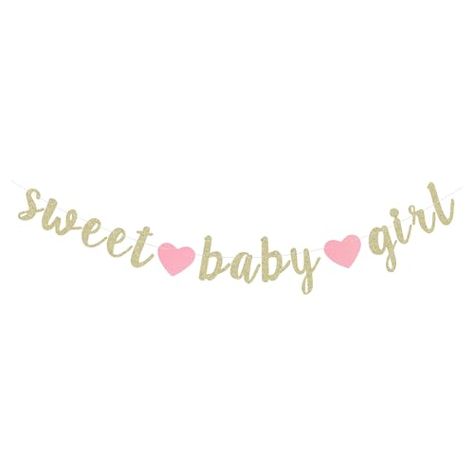 Gold Glitter Sweet Baby Girl Banner for It's A Girl Baby Shower Decorations Gender Reveal Party Paper Sign Garland with Pink Hearts Its A Girl Banner, Sweet Baby Girl, Girl Baby Shower Decorations, Reveal Party, Party Paper, Pink Hearts, Reveal Parties, Gender Reveal Party