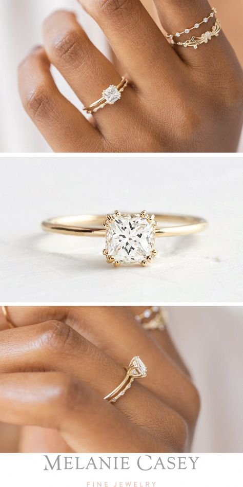 Yellow Gold Solitaire Engagement Ring, Gold Solitaire Engagement Ring, Engagement Ring White Gold, Radiant Cut Diamond, Engagement Ring Cuts, Radiant Cut, Diamond Solitaire Engagement Ring, Bridal Jewelry Sets, Gold Engagement Rings