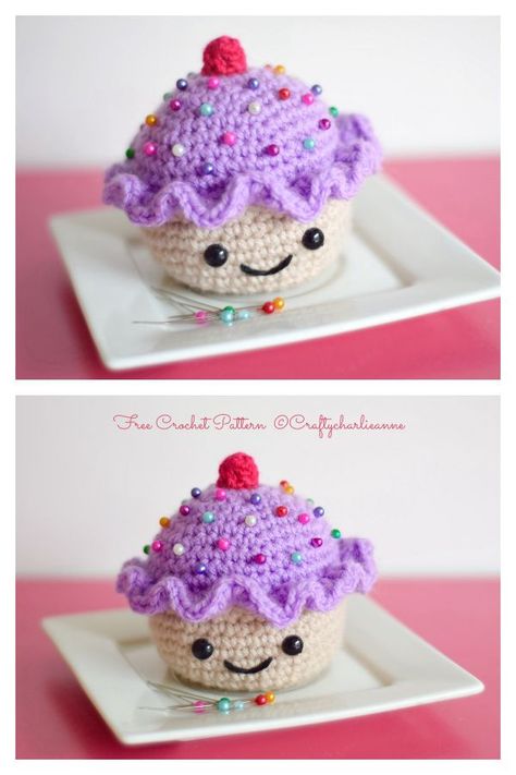 Quick Crochet Cupcake Pincushion Amigurumi Free Patterns Crochet Cupcake Pin Cushion, Amigurumi Pin Cushion, Crochet Birthday Amigurumi, Cupcake Crochet Pattern Free, Crochet Pin Cushion Pattern Free, Crochet Cupcake Pattern Free, Crochet Cake Free Pattern, Free Crochet Patterns For Christmas, Pincushion Crochet