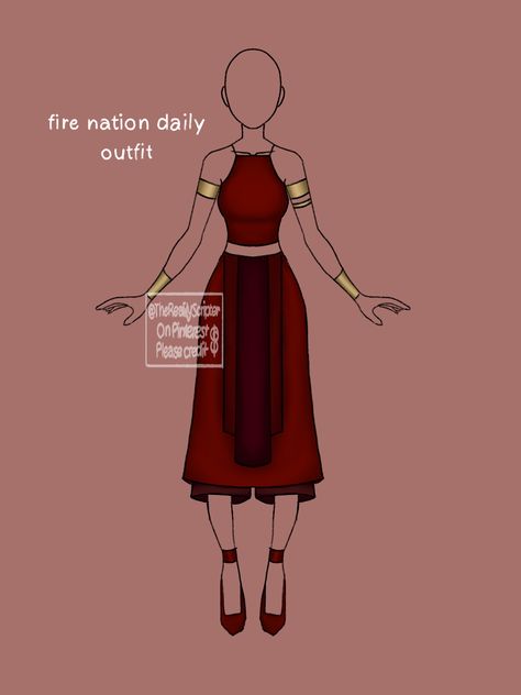 Avatar The Last Airbender Fire Nation Clothing, Atla Shifting Outfits, Firebending Outfit, Atla Fire Nation Outfits, Fire Clothes Aesthetic, Fire Nation Katara Costume, Fire Nation Dress, Atla Outfit Ideas, Fire Nation Clothes Outfits