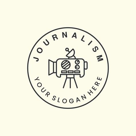 journalism with line art and emblem style logo vector icon design. camera template illustration Journalism Logo Design, Journalism Illustration, Journalism Logo, Camera Template, Logo Banners, Cityscape Photos, Nature Backgrounds, Heart With Arrow, Background Banner