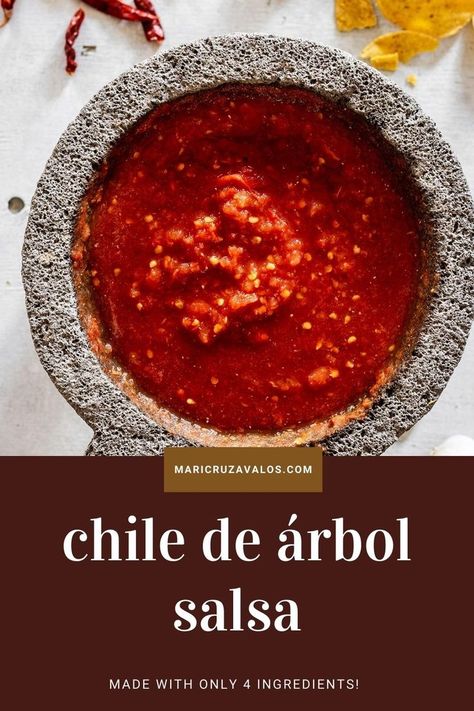 Chili Arbol Salsa Recipe, Arbol Chili Recipes, Restaurant Salsa, Salsa Recipes, Aioli Recipe, Recipes Authentic, Homemade Tortillas, Spicy Sauce, Salsa Recipe