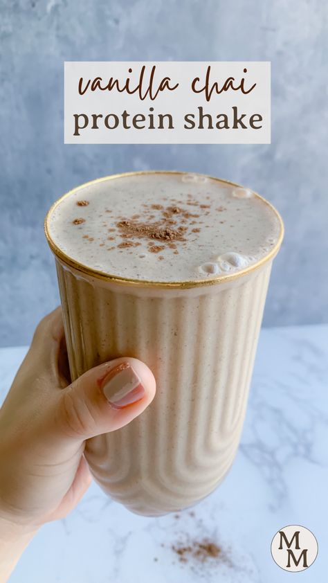 Chai Protein Shake, Vanilla Chai Smoothie, Vanilla Protein Shake Recipes, Vanilla Protein Smoothie, 20 Grams Of Protein, Vegan Protein Shake, Peanut Butter Energy Bites, Healthy Protein Shakes, Clean Simple Eats