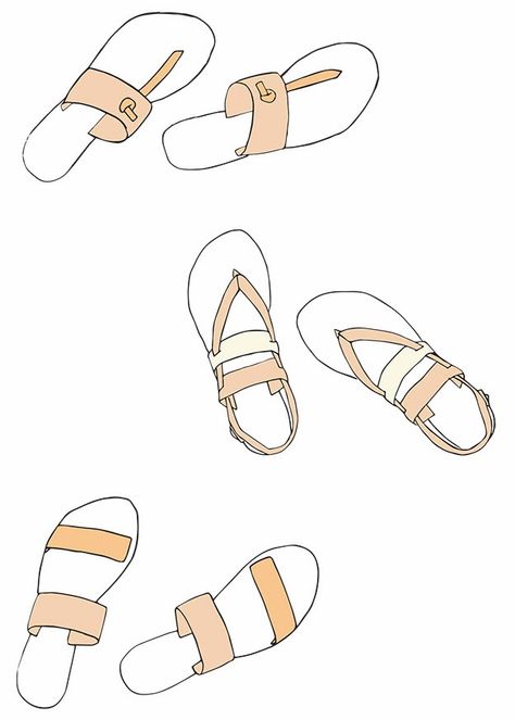 joie sandals Sandals Illustration, Shoe Sketches, Illustrator Artist, Art Doodles, Line Illustration, Leather Sandals Women, Illustration Fashion, Girly Art, Pattern Illustration