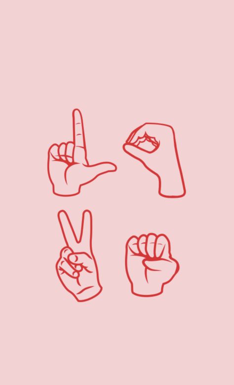 pink love asl Asl Sign Language I Love You, Sign Language Embroidery, Sign Language Vision Board, Asl Vision Board, Asl Wallpaper Sign Language, Asl Background, Asl Drawing, Asl Aesthetic, Sign Language Illustration