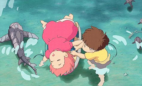 colors/freshness Ponyo Aesthetic Gif, Ponyo Eating Ham, Ponyo Gif Wallpaper, Studio Ghibli Wallpaper, All Out Anime, Ghibli Wallpaper, Dreams Photo, Ghibli Artwork, Japanese Movies