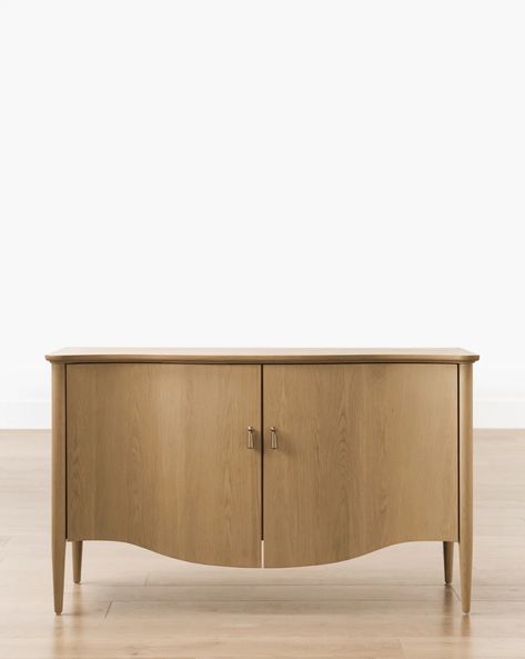 Made from white oak with details that speak to its craftsmanship, our Moorland Console is both stately and intriguing. The curved form of this wood console table brings a unique and modern feel to your space, adding subtle detail with its natural material. White Oak Sideboard, Mcgee And Co, Living Room Console, Mcgee & Co, Oak Sideboard, Sideboard Console, Wood Console Table, Wood Console, Natural Material