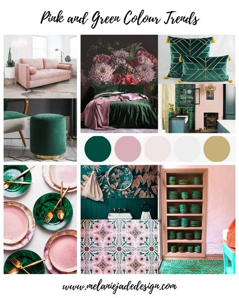 green pink colour decor trends interiors home decoration gold blogger designer design room Pink Green Bedrooms, Green Interior Design, Pink Living Room, Pink Bedrooms, Pink Home Decor, Design Room, Living Room Green, Green Interiors, Green Rooms