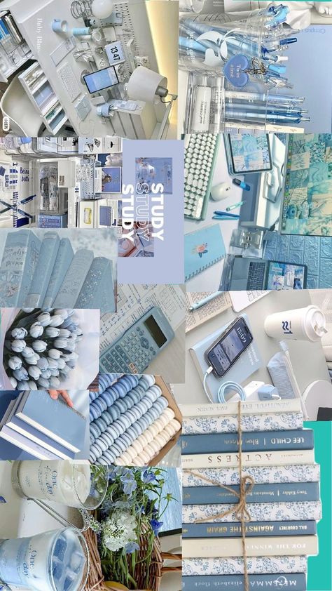 Blue Study Aesthetic Wallpaper, Blue Study Aesthetic, Study Aesthetic Wallpaper, Blue Study, Study Aesthetic, Aesthetic Wallpaper, Aesthetic Wallpapers, Light Blue, Blue