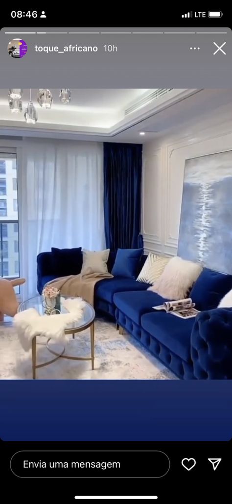 Living Room Decor Blue Sofa, Blue Sofa Living, Blue Sofas Living Room, Classy Living Room, Blue Living Room Decor, Latest Living Room Designs, Couch Design, Set Sofa, Apartment Living Room Design