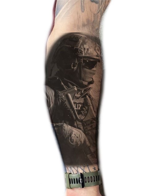 Us Army Tattoos Men, Special Forces Tattoo, Call Of Duty Tattoo, Us Army Tattoos, 7th Infantry Division, Gladiator Tattoo, Soldier Tattoo, Lower Leg Tattoos, Army Tattoos