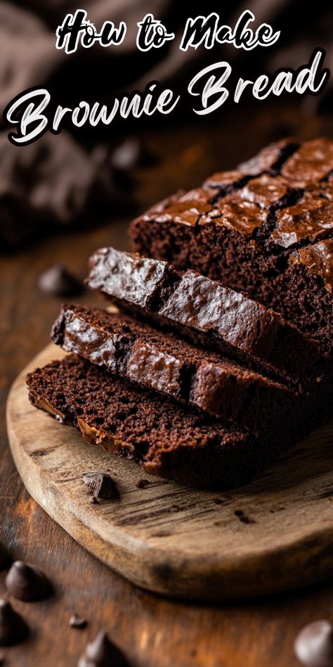 Brownie Bread Better Than Boyfriend Brownies, Brownie Mix Bread, Hot Fudge Brownie Bread Recipe, Brownie Bread Loaf, Hot Fudge Brownie Bread, Sourdough Brownies Recipe, Brownie Bread Recipe, Brownie Loaf, Brownie Bread