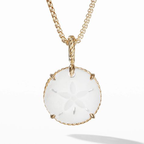 Sand Dollar Amulet with 18k Gold | David Yurman Sand Dollar Necklace, Hawaiian Jewelry, Star Of David Pendant, Watches For Women, David Yurman Jewelry, White Agate, Diy Crafts Jewelry, Jewelry Brand, Sand Dollar