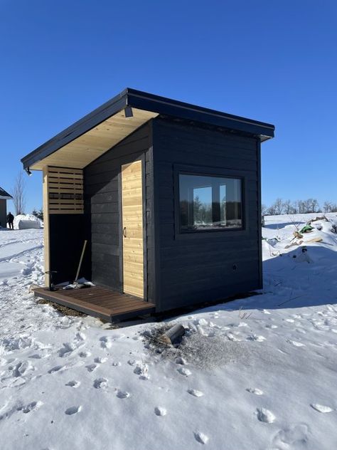 Shed to sauna conversion | SaunaTimes Lean To Sauna, Sauna Shed, Sauna Cabin, Cedar Lap Siding, Sauna Ideas, Cool Sheds, Building A Sauna, Tuff Shed, Sauna Diy