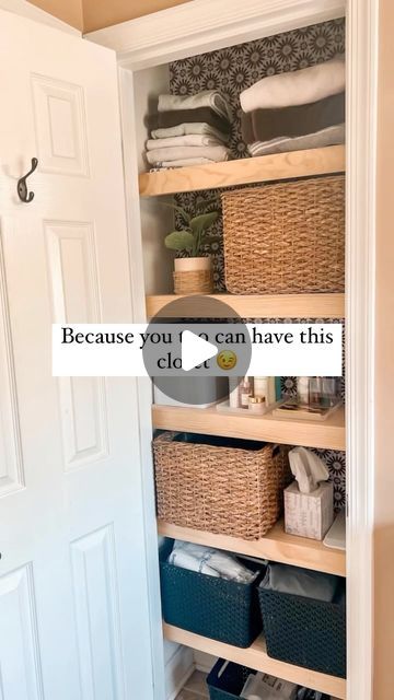 Kelsea | DIY & LIFE HACKS on Instagram: "Share this with someone you think needs a closet makeover 😉

&& make sure you tap the Like and Save for later ⚡️🤟🏻

Upgrading a closet doesn’t have to cost a lot of money ! 
Comment “CLOSET” for the links to everything I used ! 🛍️ 

Don’t have a router?? 
1- use a table saw and cut a ledge
2- use a brad nailer and nail them together (least sturdy way to secure the woods together)

✨ the ledge helps create that ⭐️ seamless ⭐️ look! I’ve tried all three ways and each of them have its own perks !

This entire closet makeover cost under $100 and took about an hour or two. Questions?? Send me a DM ! 

Do you have white wire shelves you want gone?? 
Linen closet? Bathroom closet? Pantry? Laundry Room? 

Take my advice and add these wood shelf covers ! Linen Closet Makeover, Pantry Laundry Room, Shelf Cover, Pine Shelves, House Hacks, Brad Nailer, Closet And Bathroom, The Ledge, Closet Shelves