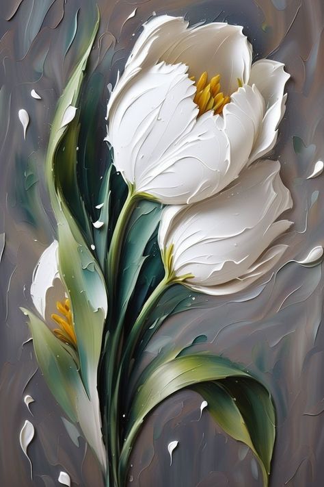 Spatula Painting, Tulip Painting, Diy Abstract Canvas Art, Flower Painting Canvas, Soyut Sanat Tabloları, Sculpture Painting, Flower Art Painting, Abstract Canvas Art, Canvas Art Painting