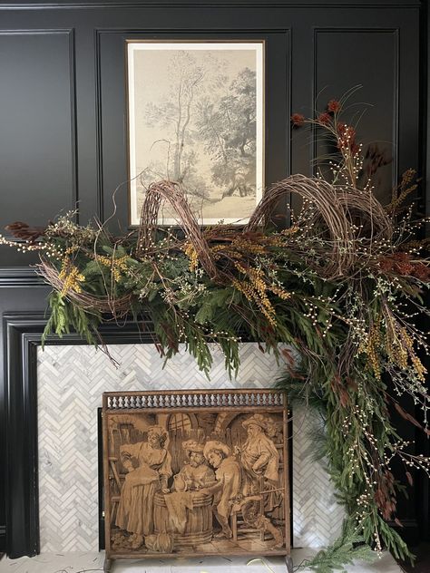 Holiday Mantel Decor, Choosing Paint, Winter Decorating, Holiday Mantel, Neutral Christmas Decor, Christmas Mantel, Hosting Thanksgiving, Christmas Interiors, Christmas Mantle