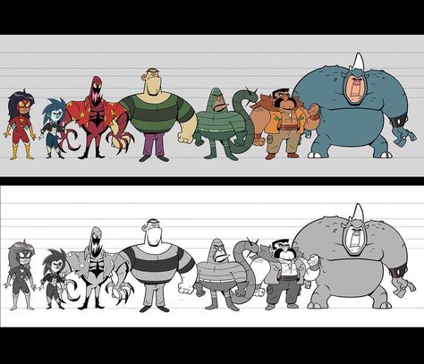 Andy Greiling on Instagram: “Gang’s all here- all the designs lined up ft. A special guest star 🕸✨ . . #characterdesign #characterart #character_design #spiderman…” Gang Character Design, Special Guest, Spiderman, Character Art, Family Guy, Character Design, Layout, Comics, Photo And Video