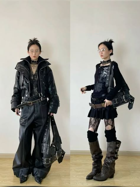 Chinese Punk Fashion, Goth Cyberpunk Outfit, J Street Fashion, Archive Fashion Women Outfits, 70s Alternative Fashion, Japanese Archive Fashion, Goth Japanese Fashion, Xiaohongshu Outfits, Y2k Punk Fashion