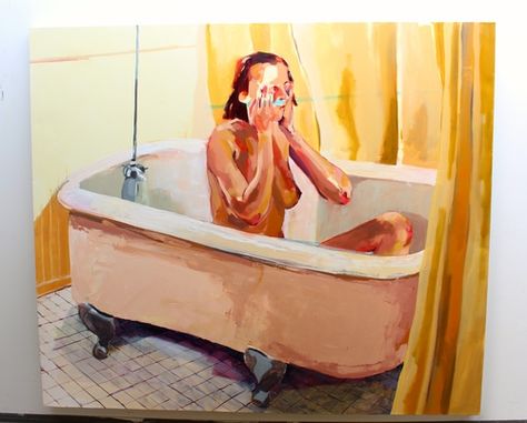 Woman in Bathtub Woman In Bathtub Art, Bathtub Drawing, Woman In Bathtub, Bathtub Painting, Bathtub Art, Bathtub Photography, Painting Bathtub, Ib Art, Girl Bathrooms