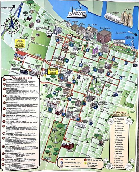 Savannah Map, Savannah Georgia Vacation, Savannah Georgia Travel, Walking Map, Walkable City, Georgia Vacation, Historic Savannah, Visit Savannah, Downtown Savannah