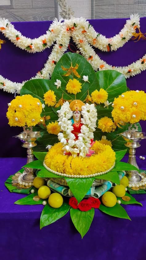 Sravana Masam Decoration, Sravana Sukravaram Decoration, Laxmi Pujan Diwali Decoration, Lakshmi Pujan Decoration, Mahalaxmi Decoration Ideas, Durga Pooja Decoration At Home, Lakshmi Decoration At Home, Diwali Lakshmi Pooja Decoration Ideas, Navaratri Decoration Ideas At Home