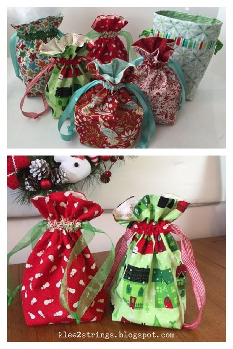 Scrap Busting Gift Bags Free Sewing Pattern Bag Free Sewing Pattern, Gift Bag Tutorial, Fabric Gift Bag, Felt Gifts, Reusable Gift Bags, Free Sewing Pattern, Bag Tutorial, Christmas Gift Bags, Christmas Sewing