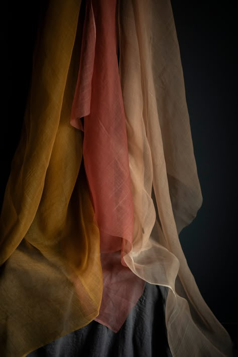 Copper Rose {Gossamer Silk Fabric} Hand-loomed, 100% organic silk fabric. This material has a unique body and texture. The light airiness of our gossamer silk creates a transparent veil of color when used for flatlay photography or vignette styling. Create a sculptural look when tucked and pinned. Creates a show-stopping look when draped on a table or hanging as a backdrop. Copper Rose Gossamer Silk Fabric has many uses! • Use as a transparent veil of texture on your table • Cut to size and use Silk Product Photography, Fabric Flatlay, Maria Zhgenti, Fabric Studies, Transparent Veil, Texture Studies, Fashion Design Studio, Mushroom Costume, Wearing A Scarf