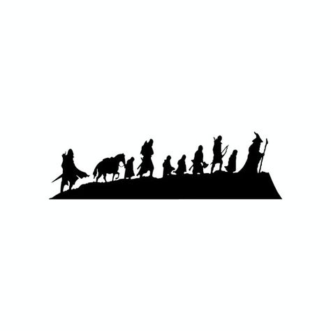 Fellowship Silhouette, Lotr Fellowship, Tolkien Tattoo, Lotr Tattoo, Rings Tattoo, Lord Of The Rings Tattoo, Tattoo Vector, Car House, Clip Art Free