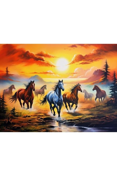 7 Horses Running Painting Vastu Wallpaper, Horses Running, Beautiful Horse Pictures, Boho Art Drawings, Horse Wallpaper, Running Horses, Beautiful Images Nature, Mosaic Diy, Arte Animal