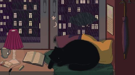 Anime Cat Gif Banner, Notion Header Pixel Art Gif, Cat Gif Wallpaper Pc, Room Gif Aesthetic, Cozy Banner Gif, Pixel Art Cat Gif, Anime Sleeping Gif, Reading Gif Aesthetic, Gif Laptop Background