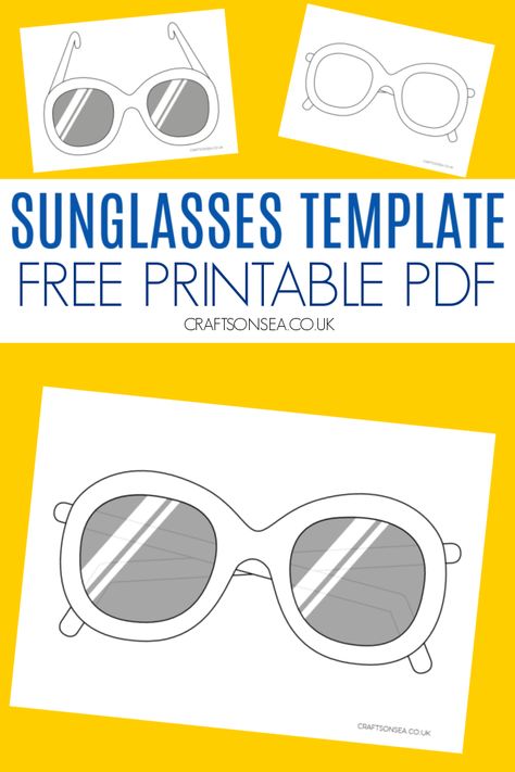 Download our free printable sunglasses template with four different designs for you to choose from perfect for easy summer crafts. Sunglasses Craft Preschool, Sunglasses Craft For Kids, Sunglasses Template, Sunglasses Craft, Beach Theme Classroom, Wreath Embellishments, Free Printable Crafts, Earth Day Crafts, Daycare Activities