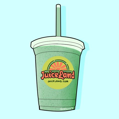 Juiceland of Austin Texas. Smoothie digital food illustration. Digital art. Place to visit in Austin. Places to eat in Austin. Healthy food in Austin. IG: daephine_ Smoothie Illustration, Its Ya Boy Austin, Austin Illustration, Austin Texas Graphic Design, Texas Illustration, Smoothie Pops, Austin Murals, Digital Food, Art Place