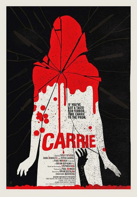 RETRO KIMMER'S BLOG: 11 VINTAGE HORROR MOVIE POSTERS Carrie Movie, Mondo Posters, Horror Vintage, Film Horror, I Love Cinema, Horror Posters, Retro Horror, Minimal Movie Posters, Movie Posters Design