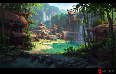 Fantasy Boat Concept Art, Fantasy Village, Environment Painting, Environment Art, Landscape Concept, Fantasy City, Fantasy Setting, Fantasy Places, Fantasy Art Landscapes