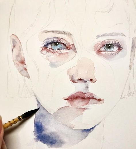 Learn more: https://watercolorpainting.com #watercolor #watercolorpainting #watercolor_art  #watercolor_daily #watercolors #watercolor_gallery #watercoloring #watercolorist #watercolorartist #watercolorart #painting #paintings #painter Watercolor Portrait Tutorial, Watercolor For Beginners, Watercolor Art Face, Watercolor Face, Watercolor Eyes, Watercolour Portrait, Artist Sketches, Illustration Art Drawing, Art Painting Gallery