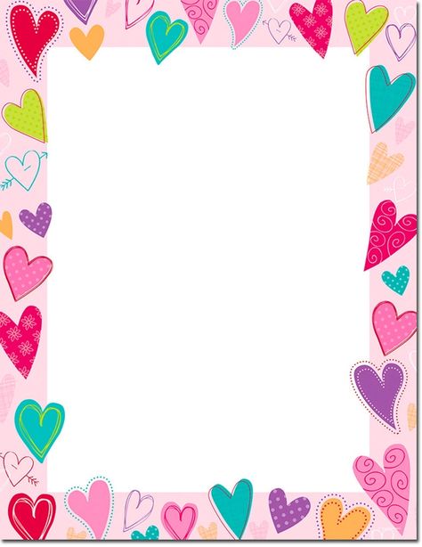 Dancing Hearts, Valentines Day Theme, Valentines Day Border, Birthday Card Template Free, Images For Valentines Day, Writing Paper Printable Stationery, Free Printable Stationery, Paper Art Design, Page Borders Design