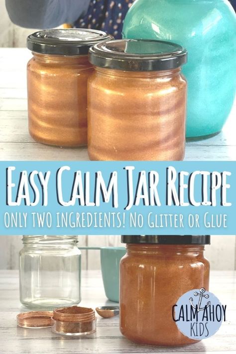 Diy Calming Jar, Plastic Jar Crafts, Calm Jar, Glitter Jars Diy, Diy Fidgets, Calming Jar, Calm Down Jar, Galaxy Jar, Calm Down Bottle