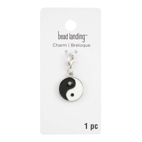 Find the Yin Yang Charm by Bead Landing™ at Michaels. Create fun, playful accessories using this yin yang charm from Bead Landing. This cute piece will look great added to a bracelet or grab a second matching charm to make an eye-catching pair of earrings. Create fun, playful accessories using this yin yang charm from Bead Landing. This cute piece will look great added to a bracelet or grab a second matching charm to make an eye-catching pair of earrings. Details: Black and white with rhodium fi Yin Yang Charm, Bead Landing, A Bracelet, Yin Yang, Bracelet, Beads, Black And White, White, Black