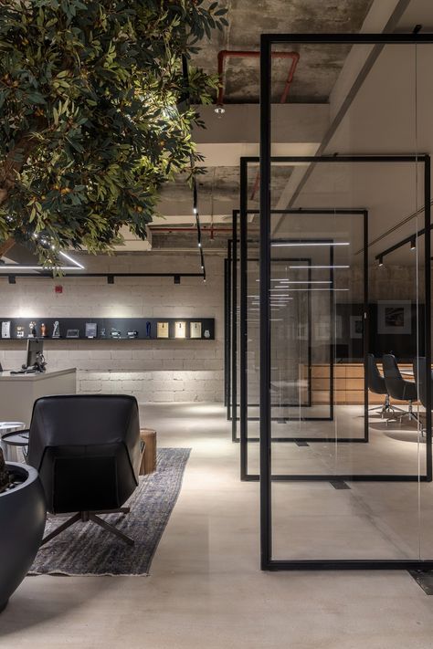 Brutalist and Biophilic Office Design Invokes a Sense of Belonging | SBID Brutalist Office, Biophilic Office Design, Biophilic Office, Employee Wellbeing, Breeze Block Wall, Breakout Area, Old Office, Open Ceiling, Sense Of Belonging