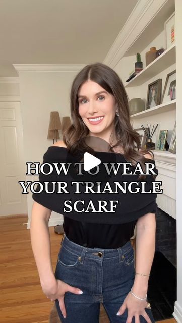 Rebecca Kahane Pankow on Instagram: "How to wear a triangle scarf as a shrug. Will you be trying this method?" How To Wear A Triangle Scarf, How To Wear A Triangle Shawl, Triangle Scarf Outfit, How To Style A Shawl, How To Wear A Shawl, Ways To Wear A Shawl, Shawl Outfit, Knit Shrug, Scarf Outfit