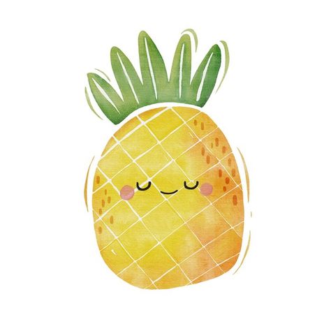 Watercolor cute pineapple cartoon charac... | Premium Vector #Freepik #vector #funny-food #food-character #pineapple-illustration #pineapple Fruit Illustration Design, Train Numbers, Pineapple Illustration, Happy Fruit, Cute Pineapple, Hand Carved Stamps, Collage Art Projects, Watercolor Fruit, Mickey Mouse Wallpaper