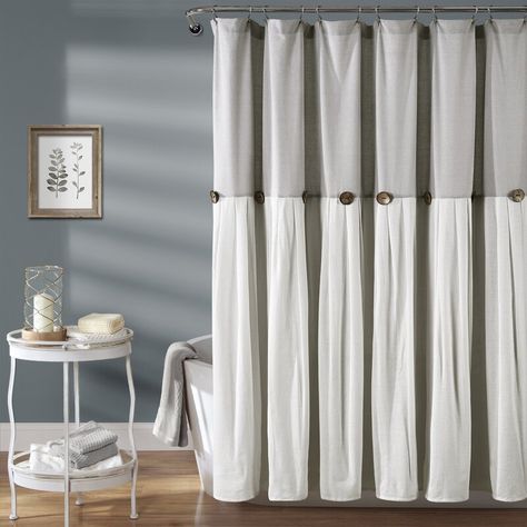 Eider & Ivory Beckham Single Shower Curtain & Reviews | Wayfair Elegant Shower Curtains, Shower Curtain Sizes, Lush Decor, Buy Linen, Grey Curtains, Shower Curtain Rings, Guest Bath, Curtain Accessories, Fabric Shower Curtains