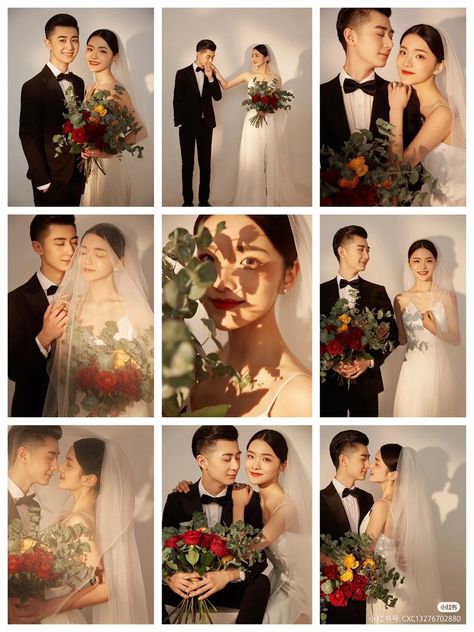 Wedding Pictures Studio, Wedding Photo Studio Ideas, Prewed Korean Style, Prewedding Korean Style, Prenup Photoshoot Ideas, Detail Shots Wedding, Pre Wedding Photoshoot Theme, Wedding Poses For Bride, Getting Ready Photos Wedding